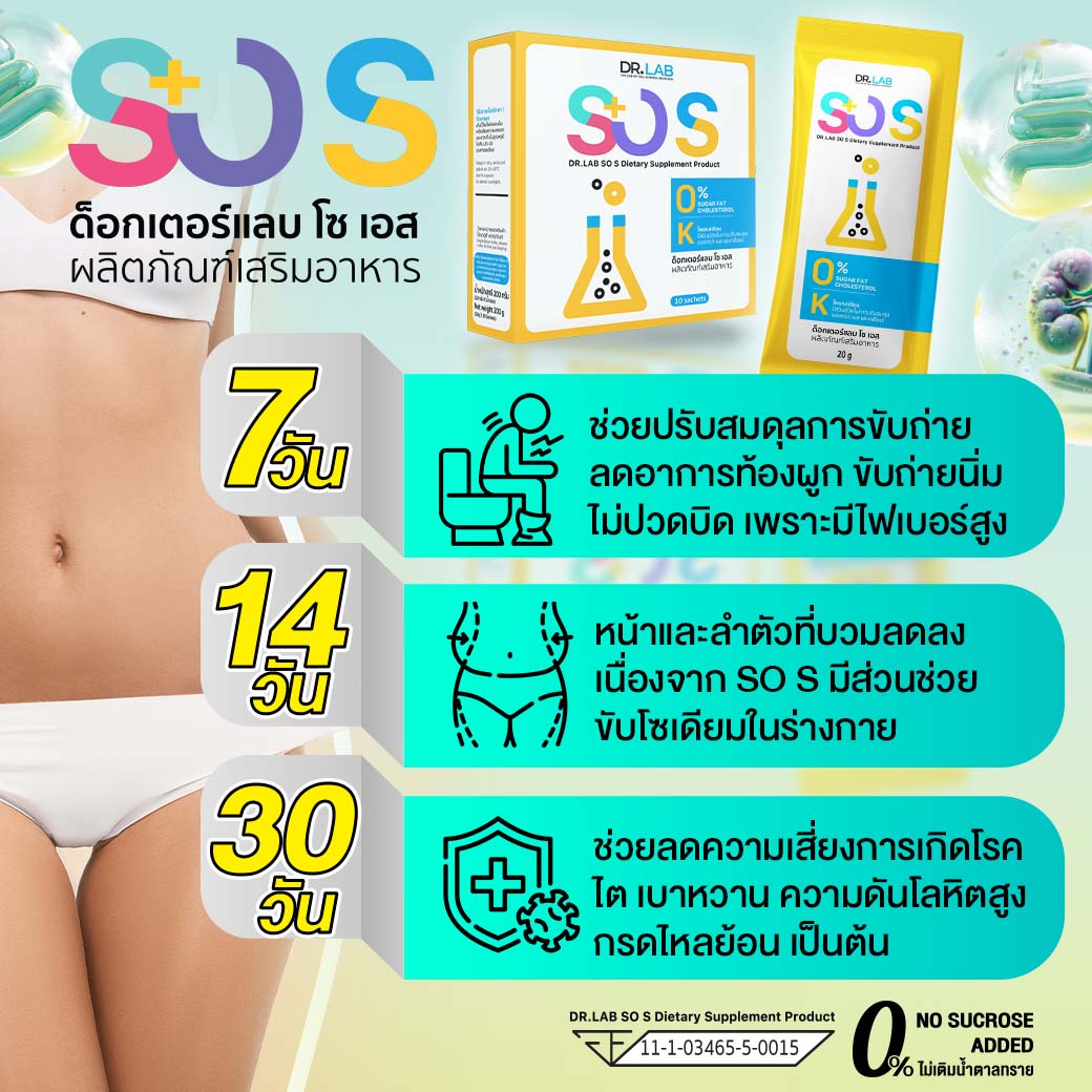 DR.LAB SO S ผลิตภัณฑ์เสริมอาหารชงดื่ม ลดปริมาณโซเดียม